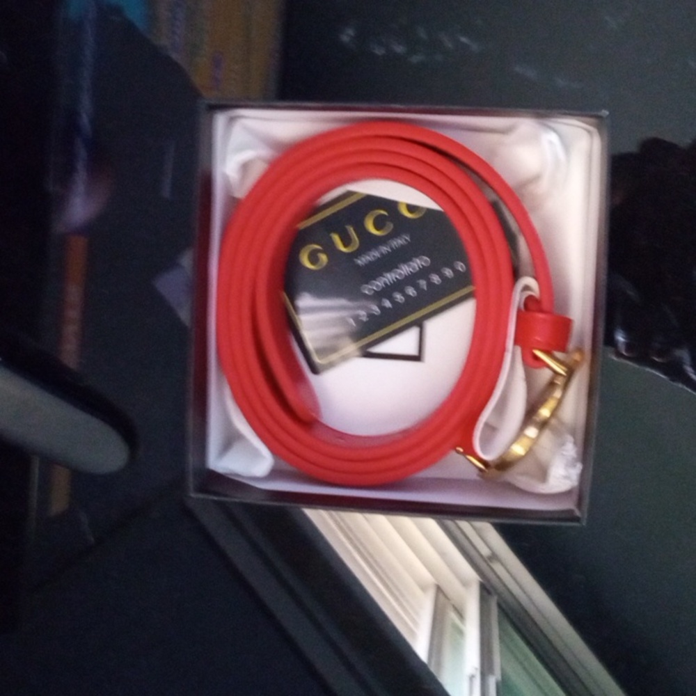 Woman's red belt